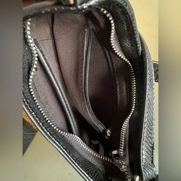 Black Faux Snake Skin Shoulder Bag - Picture 9 of 16